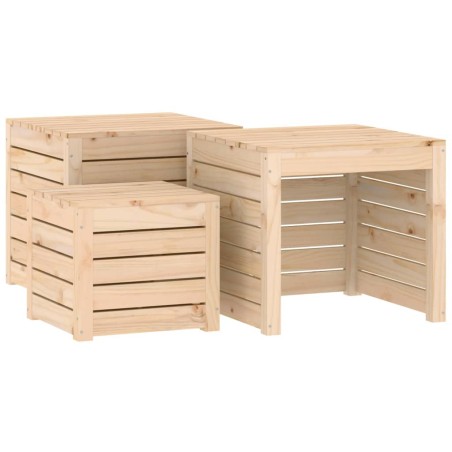 vidaXL Set Cassette da Giardino 3 pz in Legno Massello di Pino
