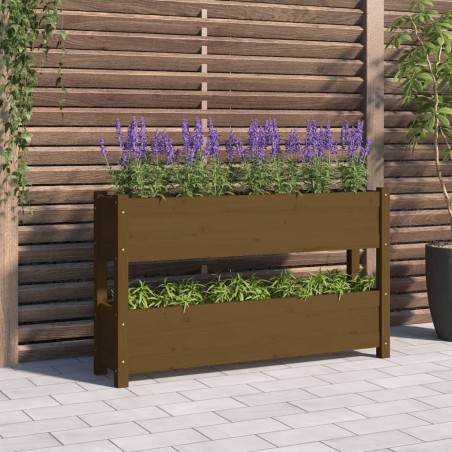 vidaXL Fioriera Marrone Ambra 112x25x66 cm in Legno Massello di Pino