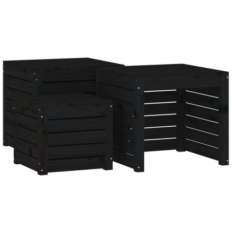 vidaXL Set Cassette da Giardino 3 pz Nero in Legno Massello di Pino