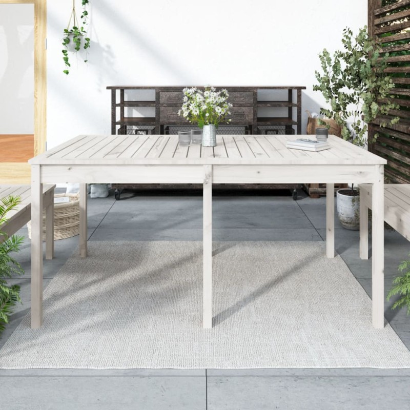 vidaXL Tavolo da Giardino Bianco 159,5x82,5x76cm Legno Massello Pino vidaXL Tavolo da Giardino Bianco 159,5x82,5x76cm Legno Massello Pino