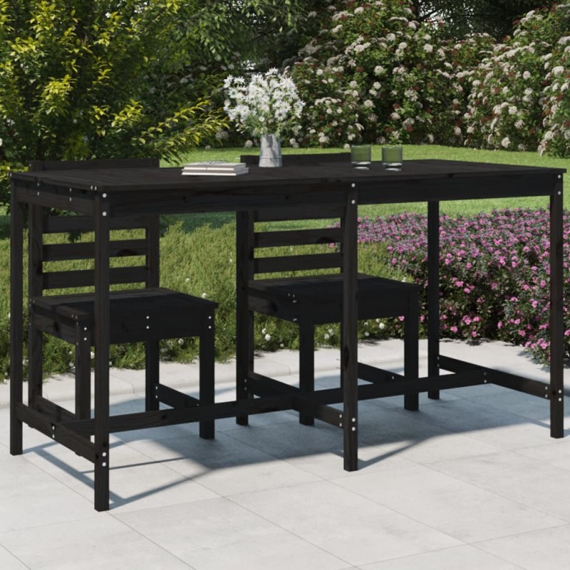 vidaXL Tavolo da Giardino Nero 203,5x90x110 cm Legno Massello di Pino vidaXL Tavolo da Giardino Nero 203,5x90x110 cm Legno Massello di Pino