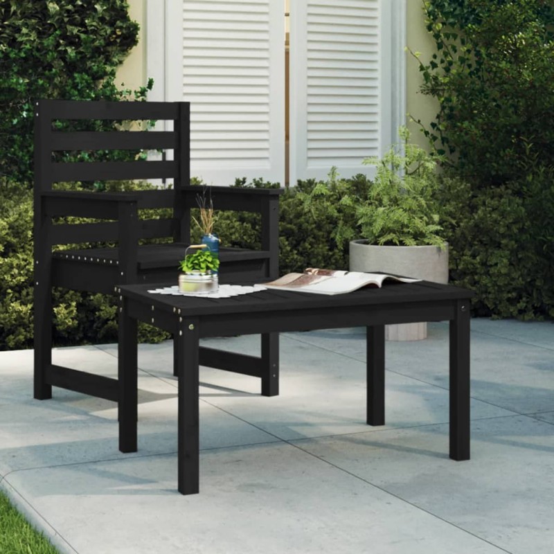 vidaXL Tavolo da Giardino Nero 82,5x50,5x45 cm Legno Massello Pino vidaXL Tavolo da Giardino Nero 82,5x50,5x45 cm Legno Massello Pino