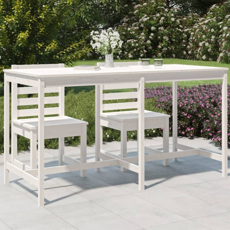 vidaXL Tavolo da Giardino Bianco 203,5x90x110cm Legno Massello di Pino vidaXL Tavolo da Giardino Bianco 203,5x90x110cm Legno Massello di Pino