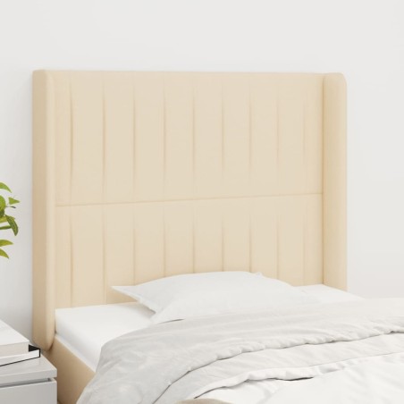 Testiera ad Orecchio Crema 93x16x118/128 cm in Tessuto