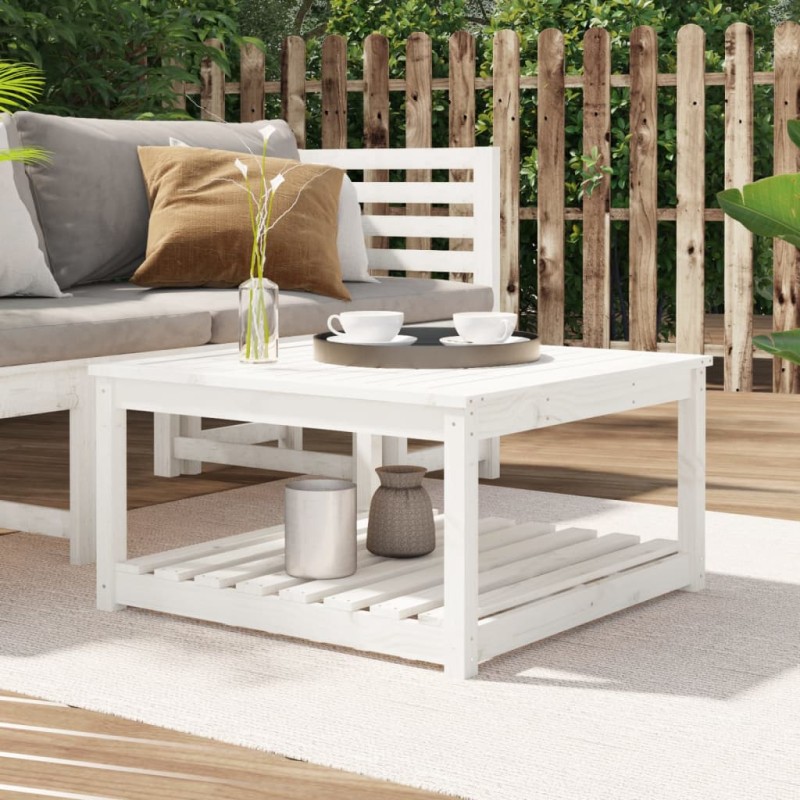 vidaXL Tavolo da Giardino Bianco 82,5x82,5x45cm Legno Massello di Pino vidaXL Tavolo da Giardino Bianco 82,5x82,5x45cm Legno Massello di Pino