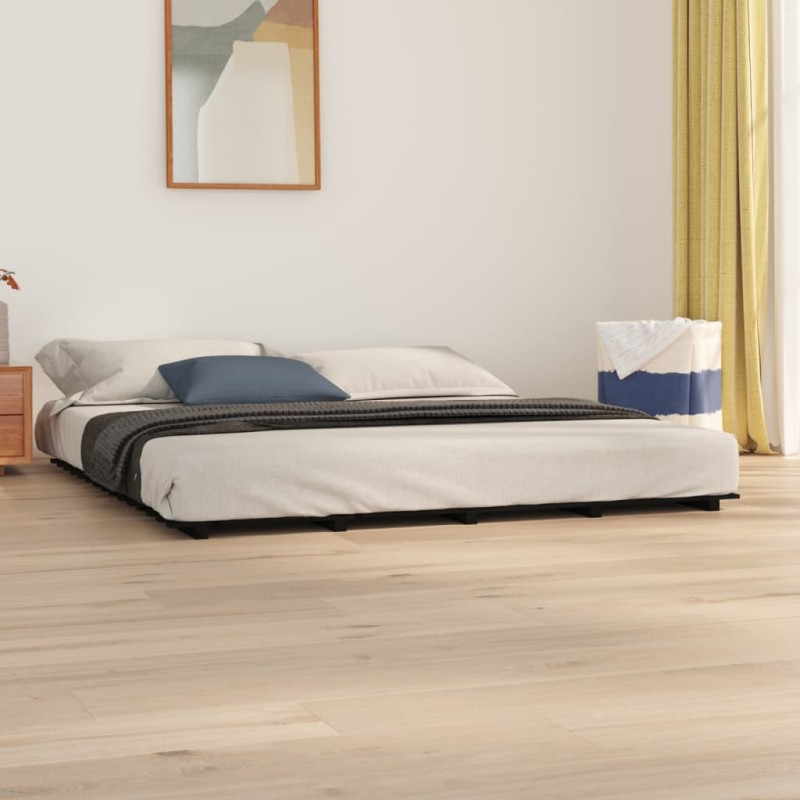 vidaXL Giroletto Nero 200x200 cm in Legno Massello di Pino vidaXL Giroletto Nero 200x200 cm in Legno Massello di Pino