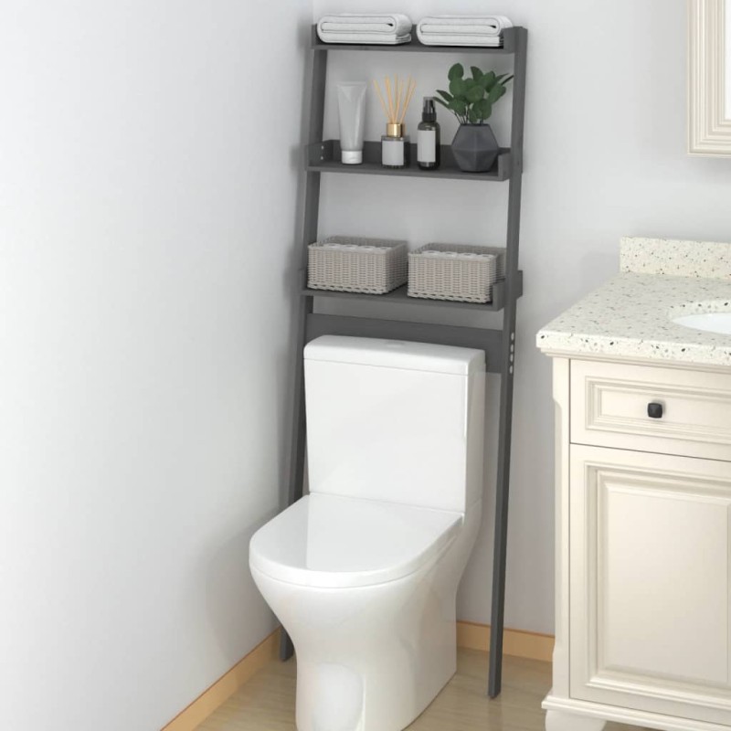 vidaXL Rastrelliera da Bagno Grigia 63,5x32x179 cm Legno Massello Pino vidaXL Rastrelliera da Bagno Grigia 63,5x32x179 cm Legno Massello Pino