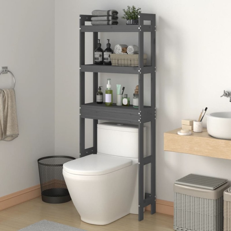 vidaXL Rastrelliera da Bagno Grigia 63x26x171 cm Legno Massello Pino vidaXL Rastrelliera da Bagno Grigia 63x26x171 cm Legno Massello Pino