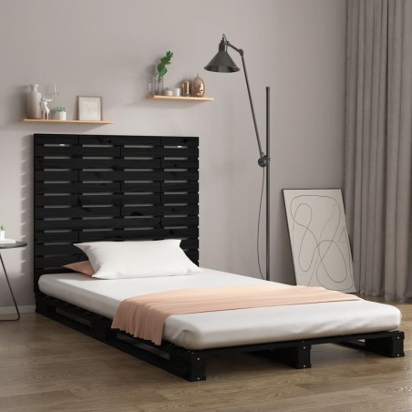 vidaXL Testiera da Parete Nera 126x3x91,5cm in Legno Massello di Pino