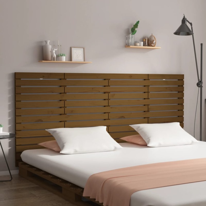 vidaXL Testiera da Parete Miele 156x3x91,5cm in Legno Massello di Pino