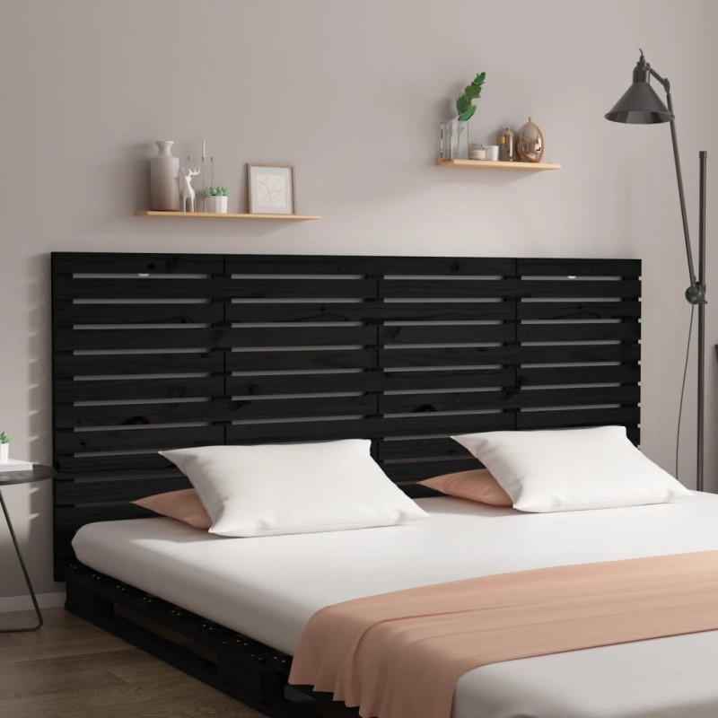 vidaXL Testiera da Parete Nera 156x3x91,5 cm in Legno Massello di Pino