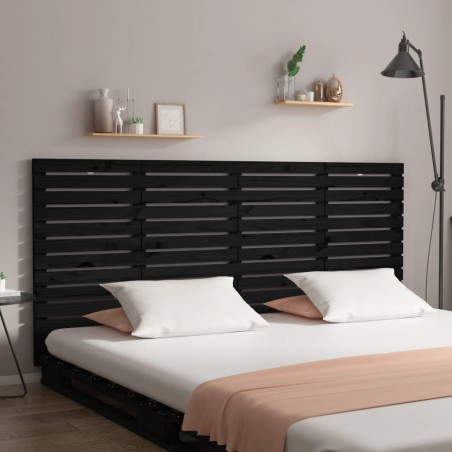 vidaXL Testiera da Parete Nera 156x3x91,5 cm in Legno Massello di Pino