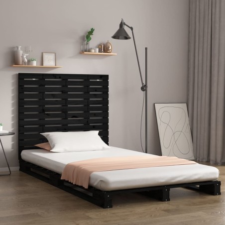 vidaXL Testiera da Parete Nera 141x3x91,5 cm in Legno Massello di Pino