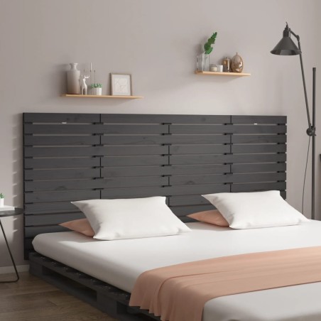 vidaXL Testiera da Parete Grigia 186x3x91,5 cm Legno Massello di Pino