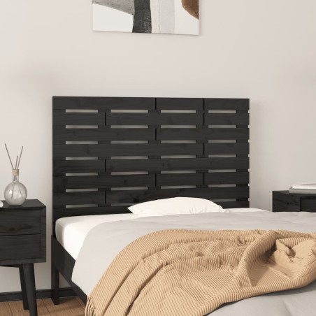 vidaXL Testiera da Parete Nera 96x3x63 cm in Legno Massello di Pino