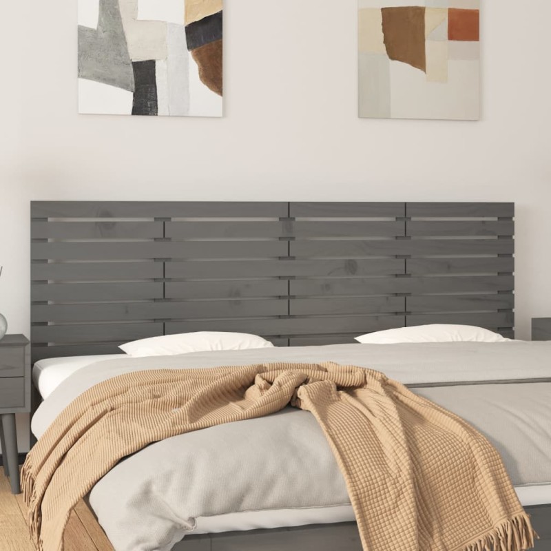 vidaXL Testiera da Parete Grigia 186x3x63 cm in Legno Massello di Pino vidaXL Testiera da Parete Grigia 186x3x63 cm in Legno Massello di Pino