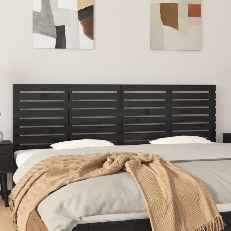 vidaXL Testiera da Parete Nera 166x3x63 cm in Legno Massello di Pino