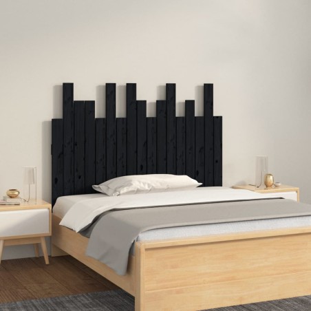vidaXL Testiera da Parete Nera 108x3x80 cm in Legno Massello di Pino