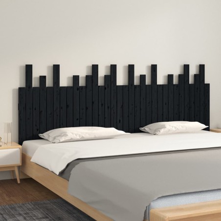 vidaXL Testiera da Parete Nera 204x3x80 cm in Legno Massello di Pino