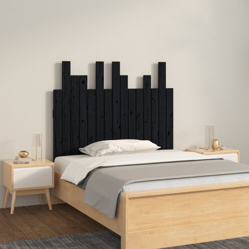 vidaXL Testiera da Parete Nera 95,5x3x80 cm in Legno Massello di Pino vidaXL Testiera da Parete Nera 95,5x3x80 cm in Legno Massello di Pino