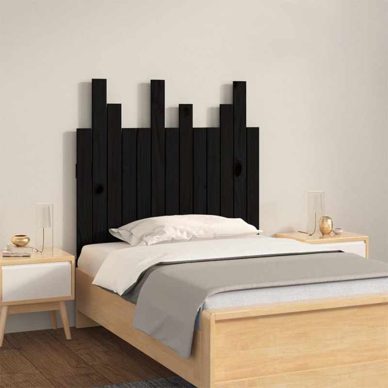 vidaXL Testiera da Parete Nera 82,5x3x80 cm in Legno Massello di Pino vidaXL Testiera da Parete Nera 82,5x3x80 cm in Legno Massello di Pino