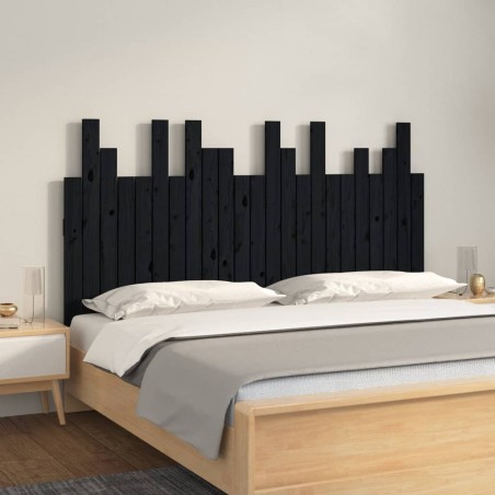 vidaXL Testiera da Parete Nera 146,5x3x80 cm in Legno Massello di Pino