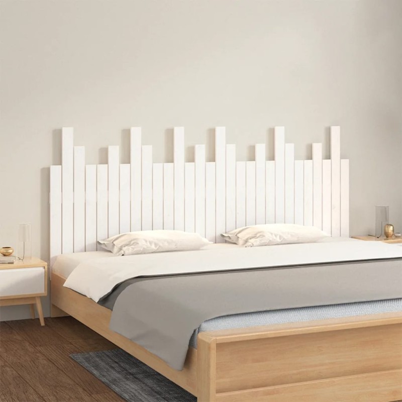 vidaXL Testiera da Parete Bianca 185x3x80 cm in Legno Massello di Pino vidaXL Testiera da Parete Bianca 185x3x80 cm in Legno Massello di Pino