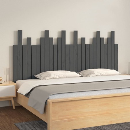 vidaXL Testiera da Parete Grigia 166x3x80 cm in Legno Massello di Pino