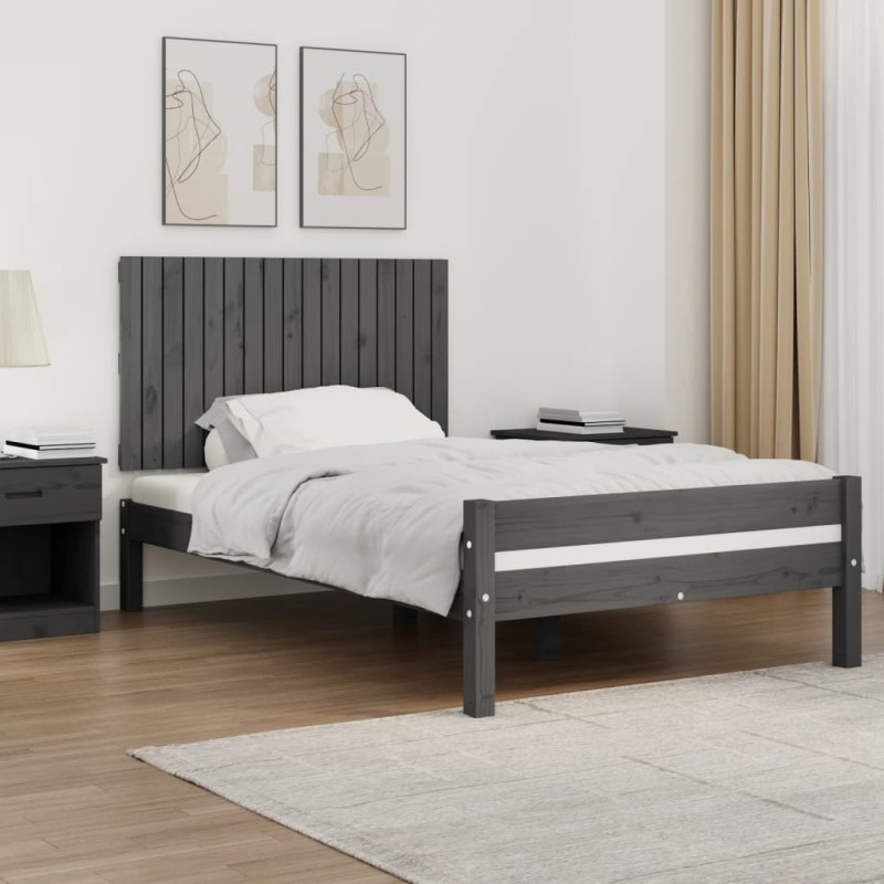 vidaXL Testiera da Parete Grigia 108x3x60 cm in Legno Massello di Pino