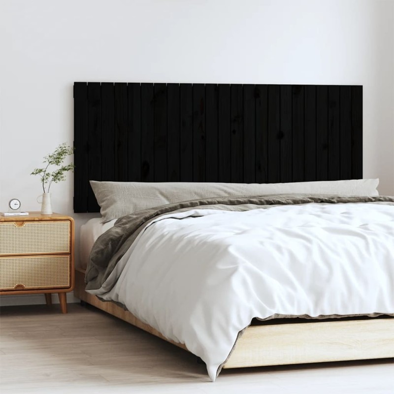 vidaXL Testiera da Parete Nera 147x3x60 cm in Legno Massello di Pino vidaXL Testiera da Parete Nera 147x3x60 cm in Legno Massello di Pino