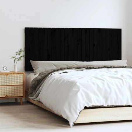 vidaXL Testiera da Parete Nera 147x3x60 cm in Legno Massello di Pino