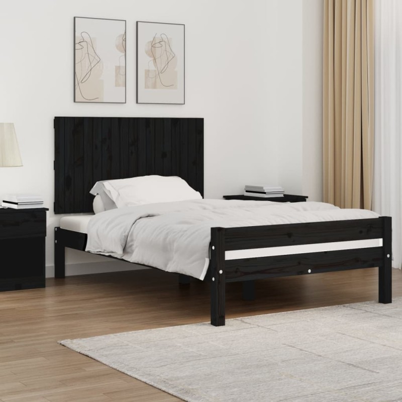 vidaXL Testiera da Parete Nera 108x3x60 cm in Legno Massello di Pino vidaXL Testiera da Parete Nera 108x3x60 cm in Legno Massello di Pino