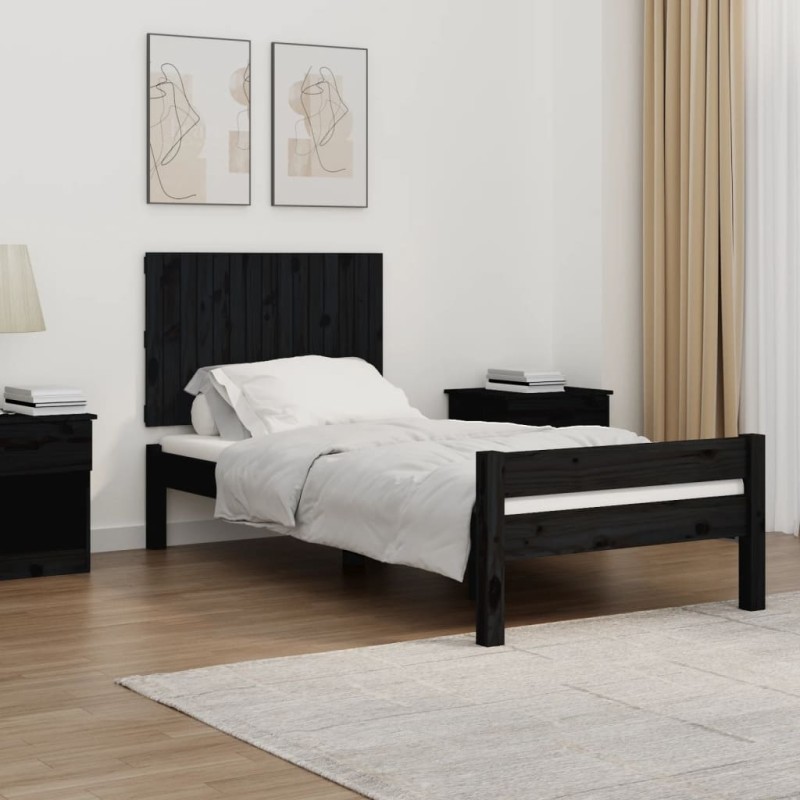 vidaXL Testiera da Parete Nera 95,5x3x60 cm in Legno Massello di Pino vidaXL Testiera da Parete Nera 95,5x3x60 cm in Legno Massello di Pino