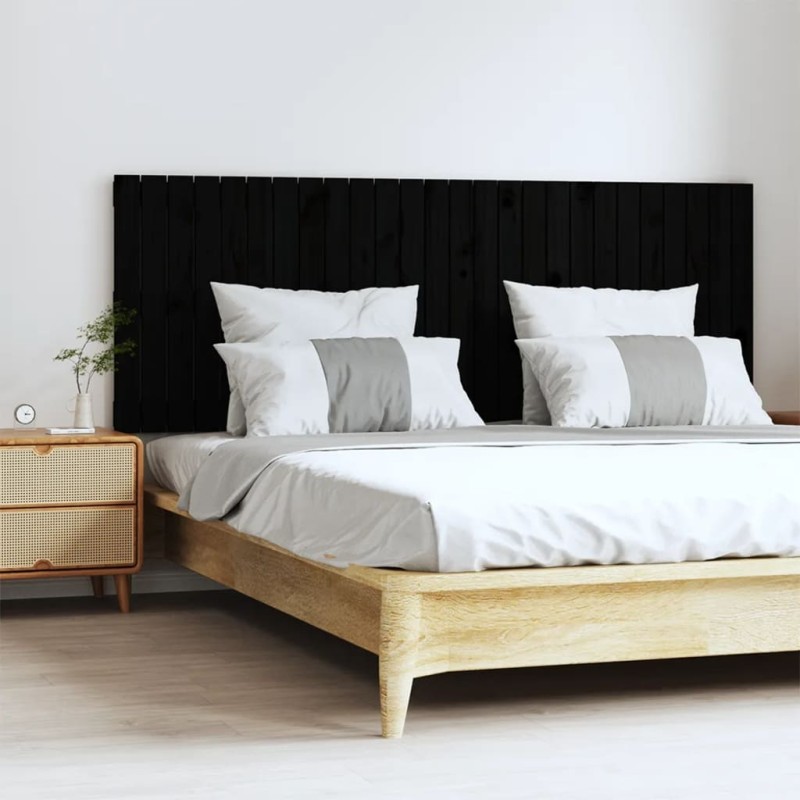 vidaXL Testiera da Parete Nera 166x3x60 cm in Legno Massello di Pino vidaXL Testiera da Parete Nera 166x3x60 cm in Legno Massello di Pino