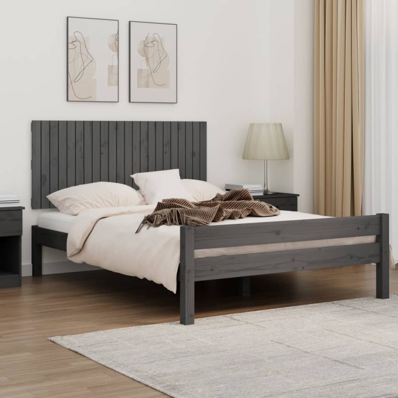 vidaXL Testiera da Parete Grigia 140x3x60 cm in Legno Massello di Pino