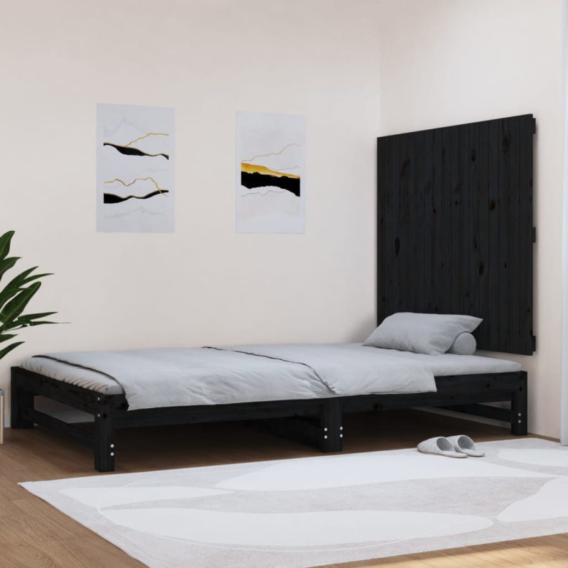 vidaXL Testiera da Parete Nera 108x3x90 cm in Legno Massello di Pino vidaXL Testiera da Parete Nera 108x3x90 cm in Legno Massello di Pino