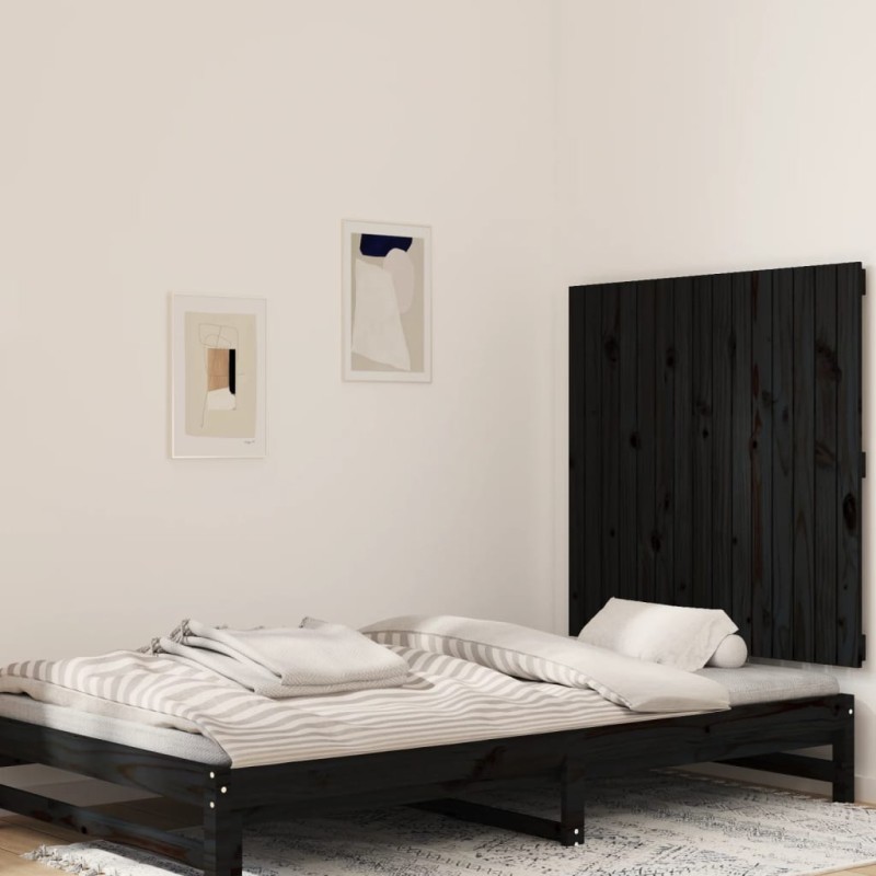 vidaXL Testiera da Parete Nera 95,5x3x90 cm in Legno Massello di Pino vidaXL Testiera da Parete Nera 95,5x3x90 cm in Legno Massello di Pino