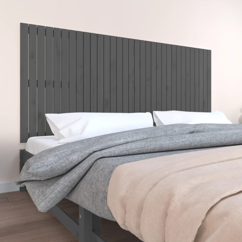 vidaXL Testiera da Parete Grigia 204x3x90 cm in Legno Massello di Pino vidaXL Testiera da Parete Grigia 204x3x90 cm in Legno Massello di Pino