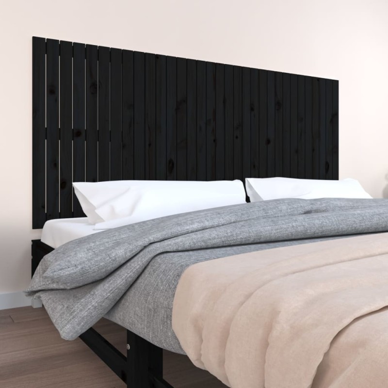 vidaXL Testiera da Parete Nera 204x3x90 cm in Legno Massello di Pino vidaXL Testiera da Parete Nera 204x3x90 cm in Legno Massello di Pino