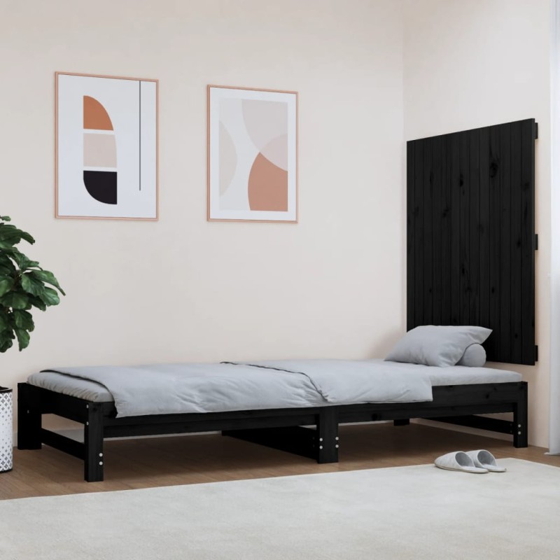 vidaXL Testiera da Parete Nera 82,5x3x90 cm in Legno Massello di Pino vidaXL Testiera da Parete Nera 82,5x3x90 cm in Legno Massello di Pino
