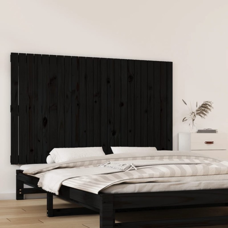 vidaXL Testiera da Parete Nera 147x3x90 cm in Legno Massello di Pino vidaXL Testiera da Parete Nera 147x3x90 cm in Legno Massello di Pino