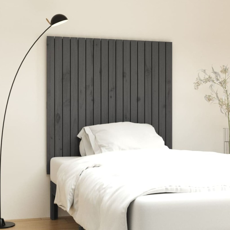 vidaXL Testiera da Parete Grigia 108x3x110cm in Legno Massello di Pino vidaXL Testiera da Parete Grigia 108x3x110cm in Legno Massello di Pino