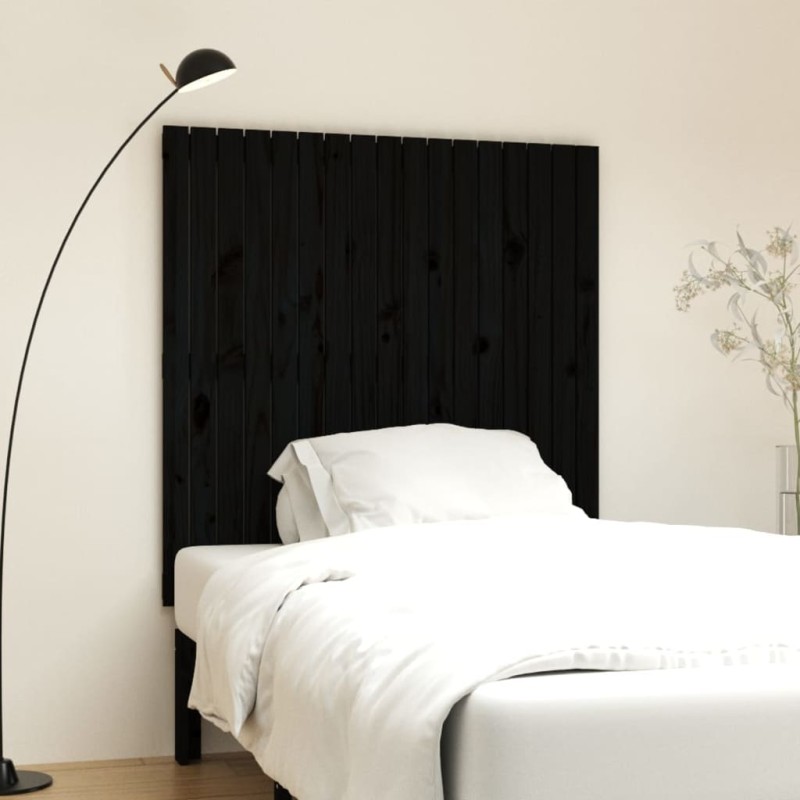 vidaXL Testiera da Parete Nera 108x3x110 cm in Legno Massello di Pino vidaXL Testiera da Parete Nera 108x3x110 cm in Legno Massello di Pino