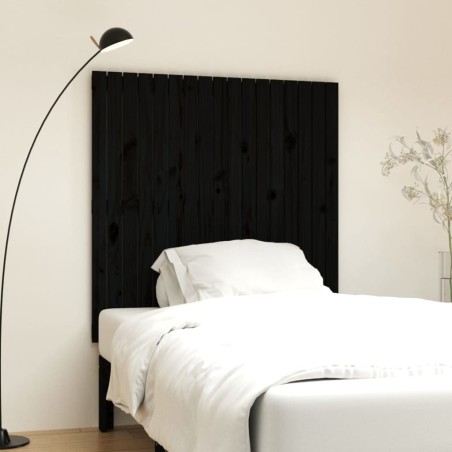 vidaXL Testiera da Parete Nera 108x3x110 cm in Legno Massello di Pino