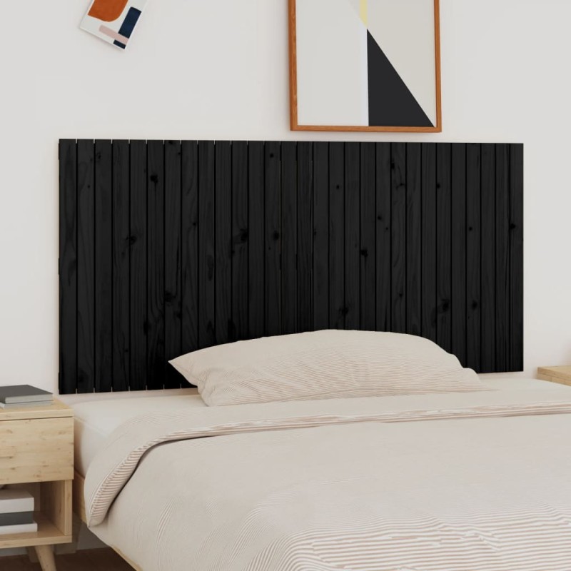 vidaXL Testiera da Parete Nera 185x3x90 cm in Legno Massello di Pino vidaXL Testiera da Parete Nera 185x3x90 cm in Legno Massello di Pino