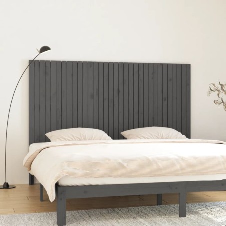vidaXL Testiera da Parete Grigia 204x3x110cm in Legno Massello di Pino