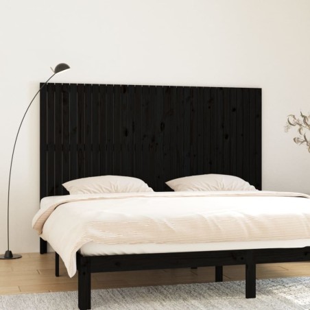 vidaXL Testiera da Parete Nera 204x3x110 cm in Legno Massello di Pino