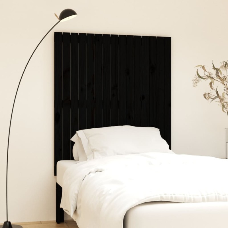 vidaXL Testiera da Parete Nera 95,5x3x110 cm in Legno Massello di Pino