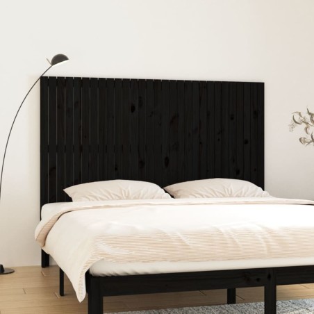 vidaXL Testiera da Parete Nera 185x3x110 cm in Legno Massello di Pino