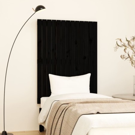 vidaXL Testiera da Parete Nera 82,5x3x110 cm in Legno Massello di Pino